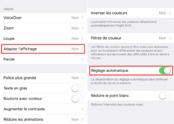 désactiver luminosité automatique ios 11