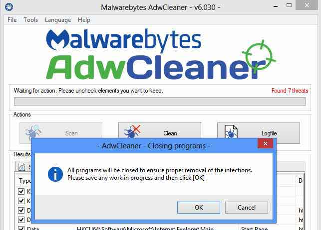 удалить adwcleaner
