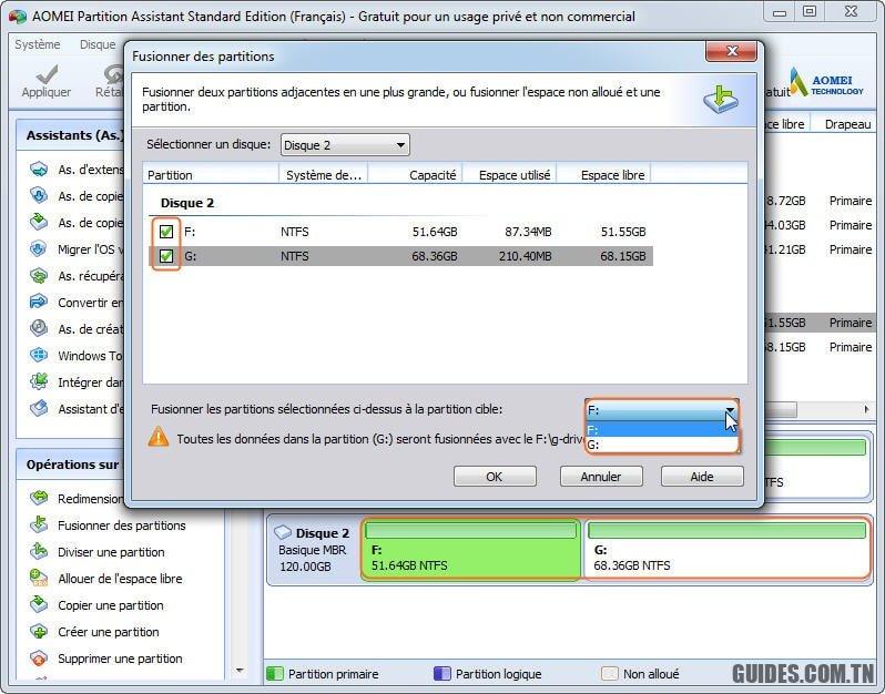fusionner partition disque dur windows 10