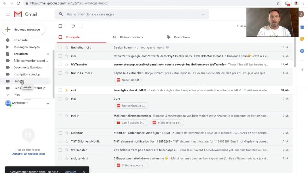 créer dossier gmail android