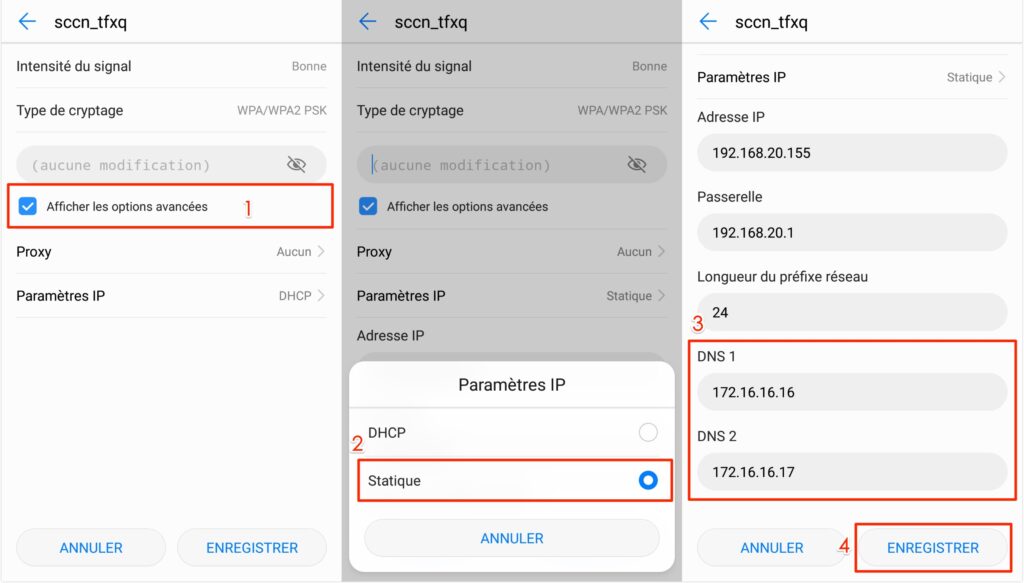 changer serveur dns android