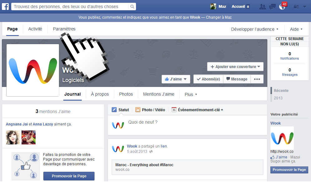 supprimer une page facebook