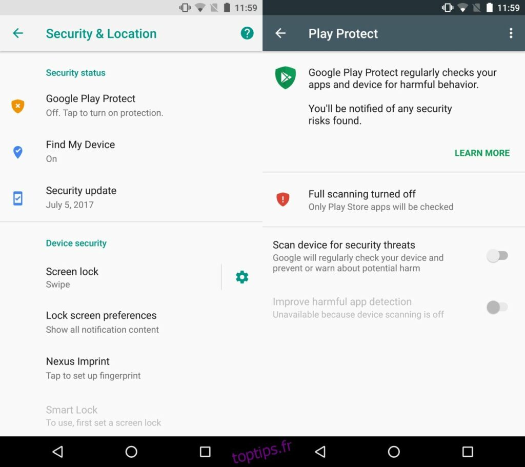 activer google play protect