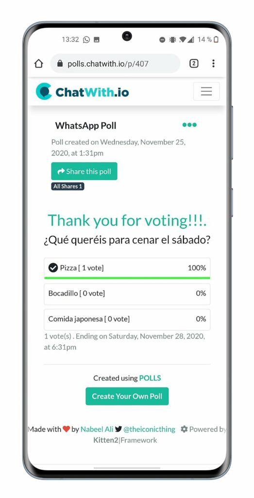 Comment créer un vote sur whatsapp ?