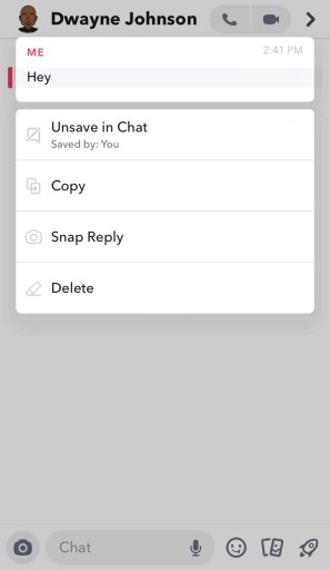 Message d'appui prolongé sur Snapchat