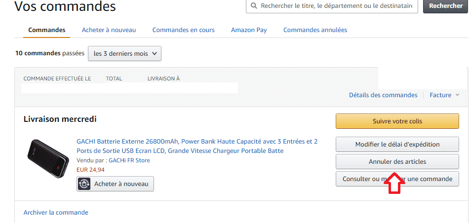 Comment annuler une commande programmer sur Amazon ?