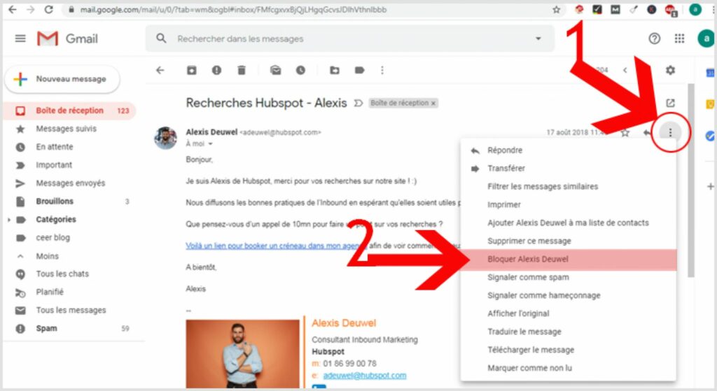 gmail comment bloquer une adresse
