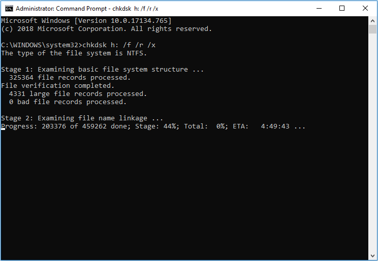 What is chkdsk f r?