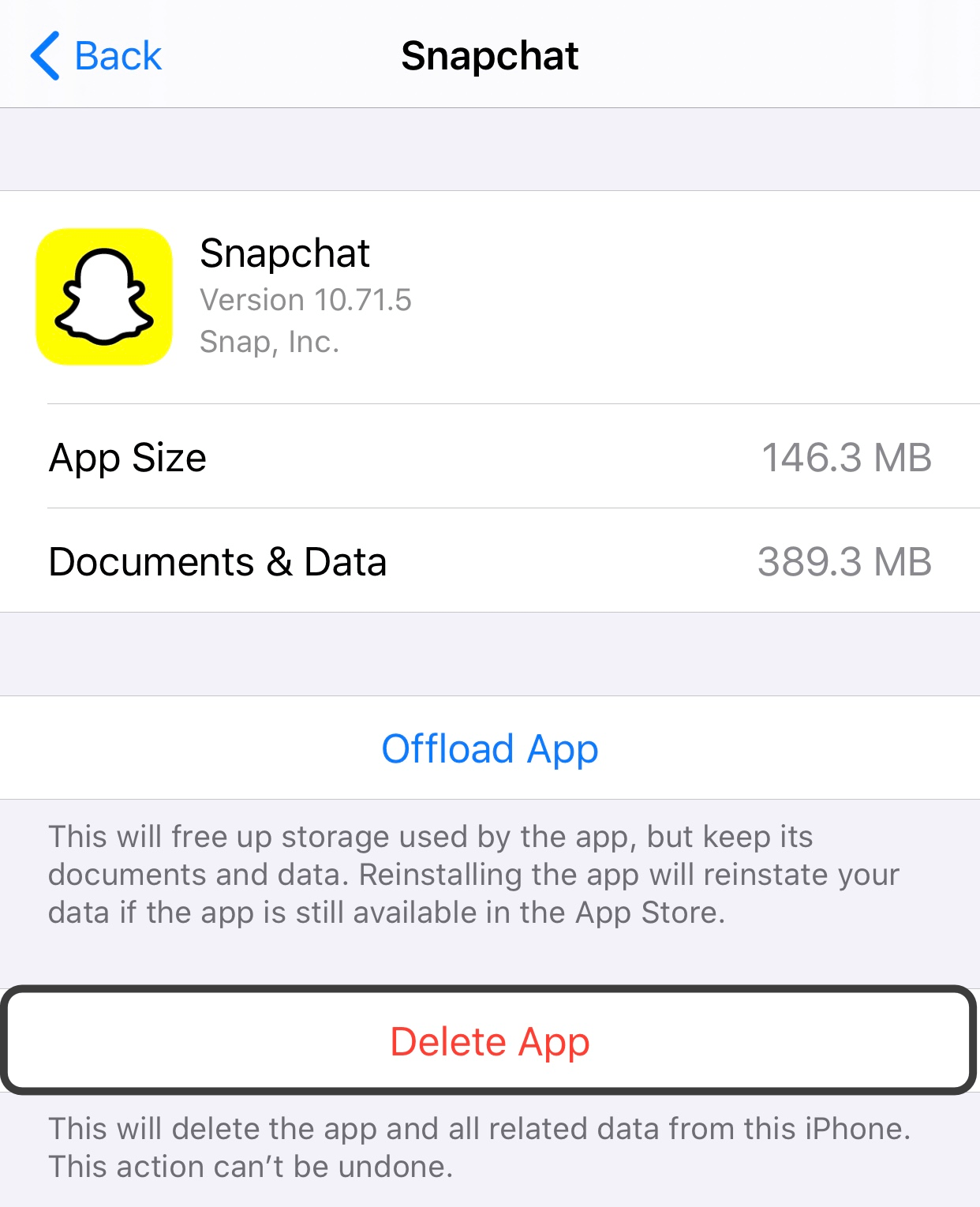 réinstaller l'application Snapchat pour effacer le cache Snapchat