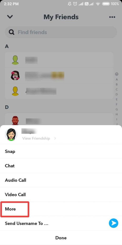 plus d'options dans Snapchat
