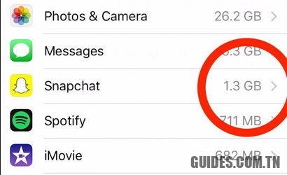 effacer le stockage snapchat sur iphone