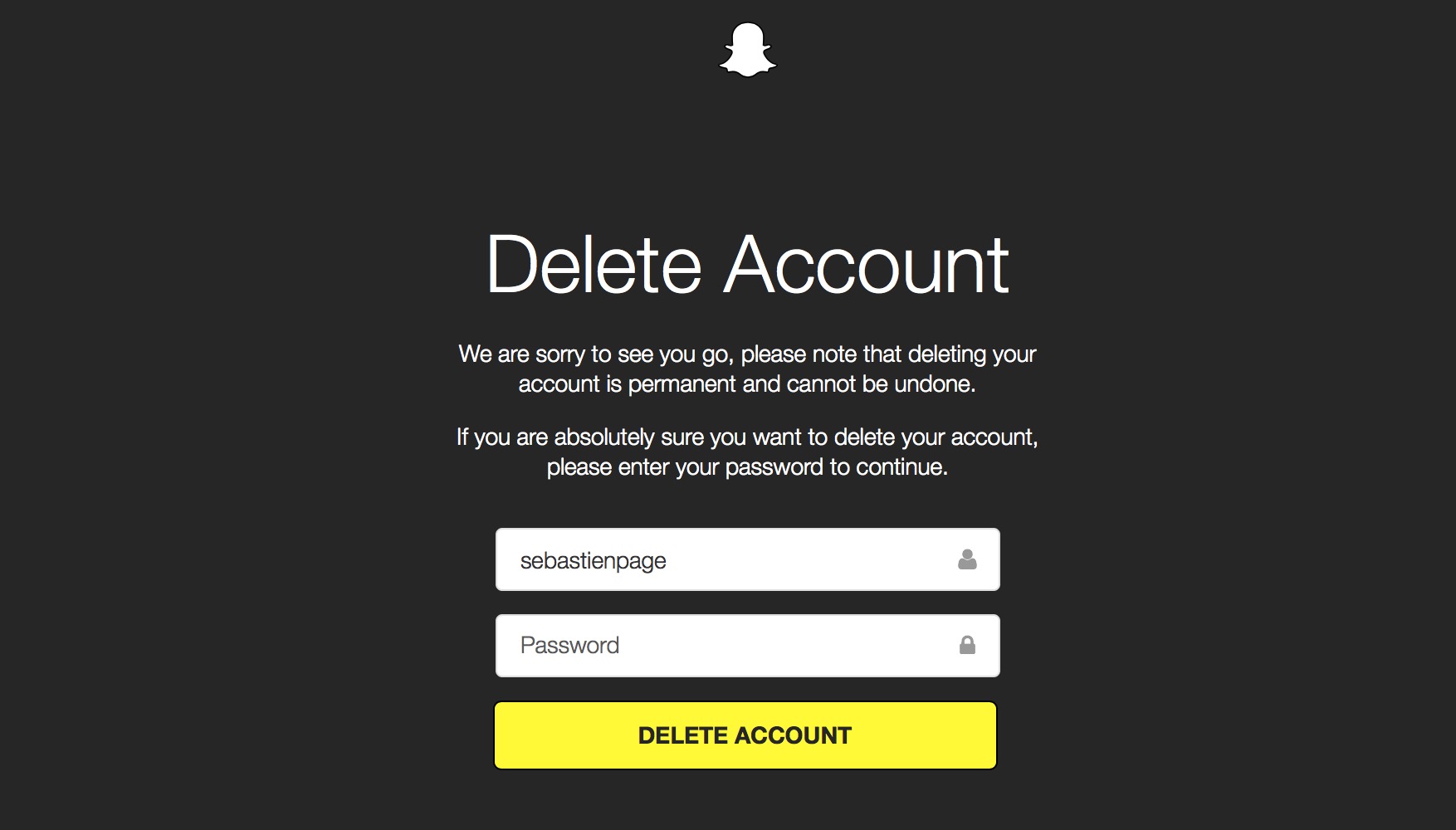 Supprimer le compte Snapchat