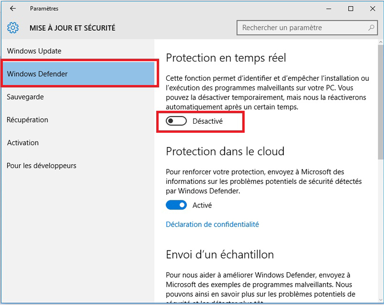 Comment activer mon Windows Defender ?