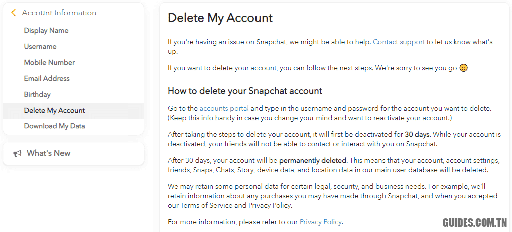 Comment supprimer ou désactiver un compte Snapchat sur PC, iOS, Android ?  |  Snapchat-supprimer-mon-compte-1