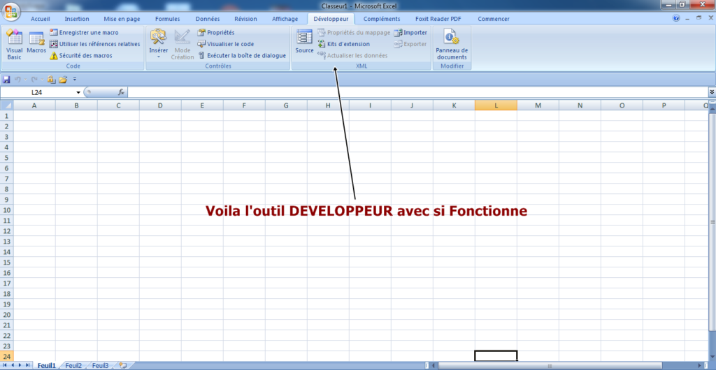 Comment ajouter l’onglet Développeur dans Excel 2007 ?